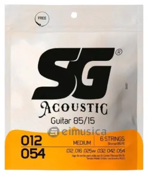 SG Encordoamento SG Para Violão de Aço Modelo Bronze 85/15 - Calibre .012 - .054