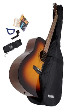 Yamaha F310 Brown Sunburst Tabacco Diapasao Correia Capotraste Encordoador Corda