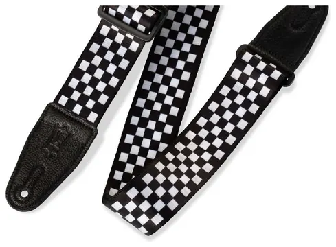 Levy's MP-28 Black and White Chequered Guitar Strap