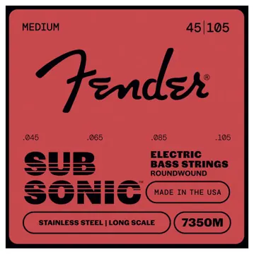 Fender Stainless 7350 Bass Strings Stainless Steel Roundwound Long Scale 7350M 045-105