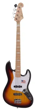 SX Contrabaixo SX SJB75 ASH Jazz Bass de 4 Cordas 3TS Sunburst c/ Escudo Mint Green
