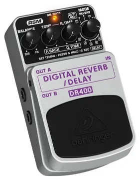 Behringer DR400 Digital Reverb Delay Pedale Effetto Riverbero Digitale 24 Bit