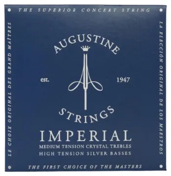 Augustine Encordoamento Augustine Imperial Blue para Violão de Nylon em Tensão Média (Cordas Agudas) e Pesada (Cordas Graves).