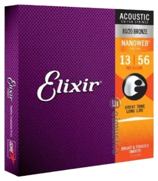 Elixir Encordoamento Elixir Violão Aço Nanoweb Bronze 80/20 .013 - .056 Medium Gauge