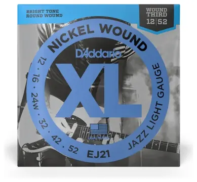D'addario EJ21 Jazz Nickel Wound 12-52 Electric Guitar Strings, Light