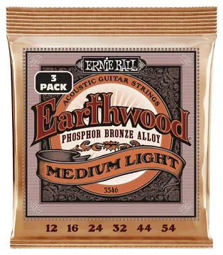 Ernie Ball 3546 Earthwood PB 012-054 3er Satz Phosphor Bronze, Saiten für Westerngitarre