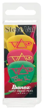 Ibanez B1000SVGPY Steve Vai Teardrop Heavy 1,0mm Polyacetal Plektren (3Stück), grün/pink/gelb