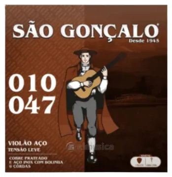 São Gonçalo Encordoamento São Gonçalo Para Violão de Aço - Calibre .010 / .047 - Cobre Prateado com Bolinha