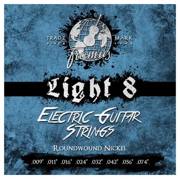 Framus Blue Label Electric Guitar String Set, Nickel-Plated Steel - 8-String Light, .009"-.074"