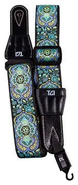 TGI Guitar Strap Woven Cotton Persian Stitch - Purple + Yellow
