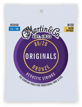 Martin M150 Originals 80/20 Bronze Muta di corde per chitarra acustica Hard Tension 013-056