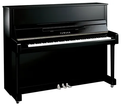 Yamaha B3 Klavier schwarz poliert mit Chrom-Beschlägen – Höhe 121 cm, SC3-Silent-System, Klangquelle Yamaha CFX und Bösendorfer Imperial