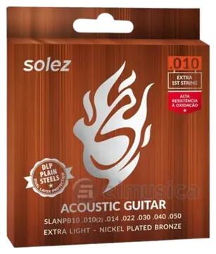 Solez Encordoamento Solez Violão Aço Slan PB10 010 -050
