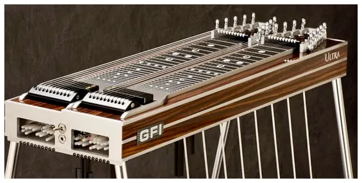 Special Order – GFI Ultra D10U Double Neck 10-string Pedal Steel Guitar with 8 Pedals, 5 Knee Levers, and Hardcase