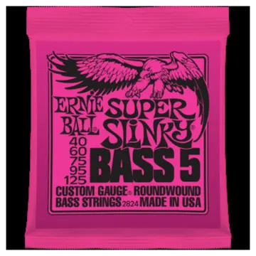 2 Sets of Ernie Ball 2824 Super Slinky 5-String Bass Strings 40-125