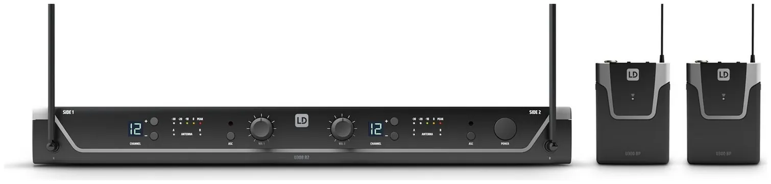 LD Systems U308 BPH 2 - Dual - Funkmikrofon System mit 2 x Bodypack und 2 x Headset - 863 - 865 MHz + 823 - 832 MHz
