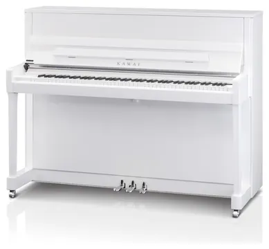 Kawai K-200 Klavier weiß poliert mit Chrom-Beschlägen und ATX4 Silent-System – Millennium-III-Mechanik, Fichten-Resonanzboden