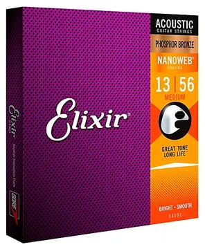 Elixir 16102 Phosphor Bronze Nanoweb Medium 13-56