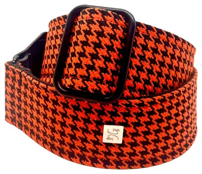 Getm Getm Fly Hounds Tooth Orange Polyesterstoff-Gitarrengurt 51mm