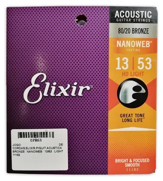 Jogo de Cordas Elixir 11182 Bronze Nanoweb HD Light 011 53
