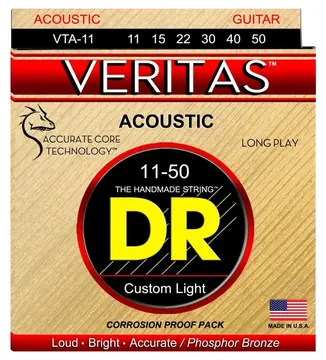 DR STRINGS VTA-11 Veritas Acoustic CORDE PER CHITARRA ACUSTICA PHOSPHOR BRONZE EXTRA LIGHT - 011/050