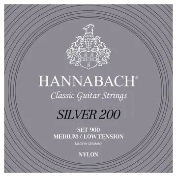 Hannabach 900MLT 900 Medium/Low Tension Silver 200 E1-E6 Saiten für Konzertgitarre (652.657)