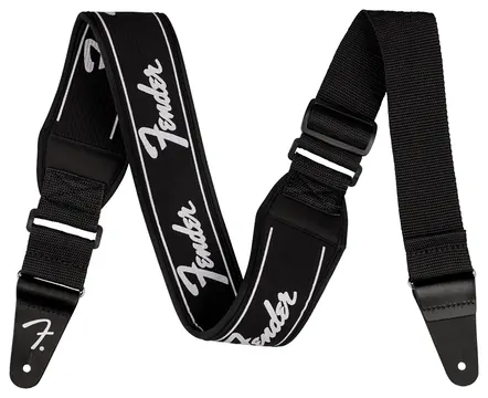 Fender Swell Neoprene Running Logo 2.5" Strap - Black/White