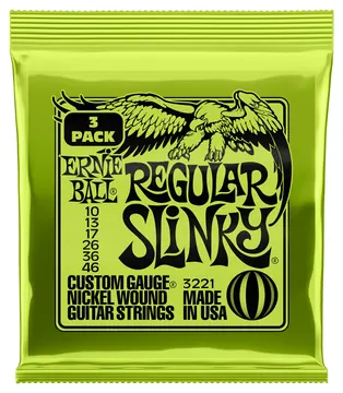 Ernie Ball Regular Slinky Nickel Wound Electric Guitar Strings 3 Pack - 10-46 Gauge