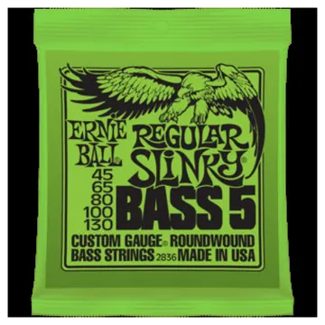 2 Sets of Ernie Ball 2836 Regular Slinky 5-String Bass Strings 45-130