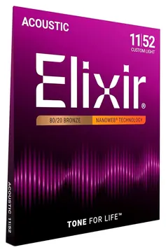 Elixir Encordoamento Violão Elixir Phosphor Bronze Nanoweb 011 052 Custom Light 16027