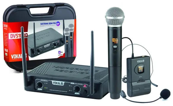 Vokal Microfone Vokal DVS100DMH de Mão e Headset Cardioide/Condensador Sem Fio