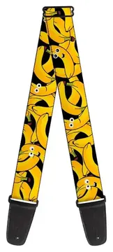 Buckle Down Bananas Stacked Cartoon Black/Yellow Guitar Strap