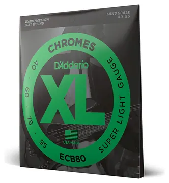 D'Addario ECB80 Long Scale Chromes Flatwound Bass Guitar Strings 40-95
