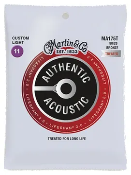 Martin MA175T Muta corde per chitarra acustica Authentic Lifespan 2.0 Light 011 Treated