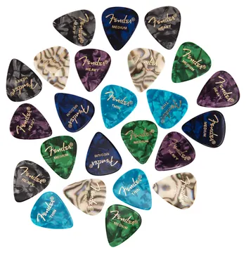 Fender 351 Shape Premium Picks -24 Count Pack Multi-Color di plettri corpo ampio