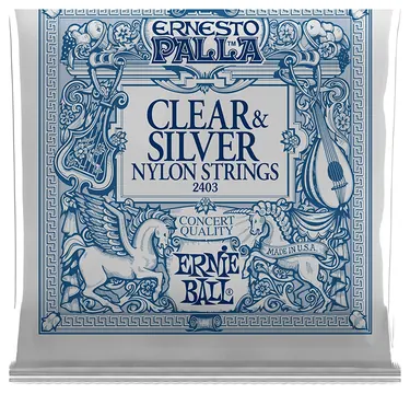 Ernie Ball 2403 Ernesto Palla Clear Silver E1-E6 Saiten für Konzertgitarre Normal Tension